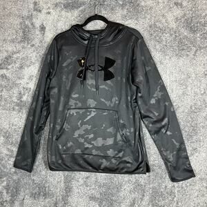 Under Armour Hoodie Womens Large Black Camouflage Loose Long Sleeve Fleece